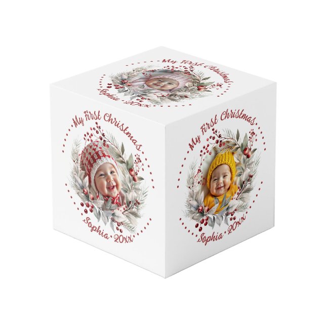 Navidades coronaban con bayas, cubo de fotografías (Angulo Anverso)