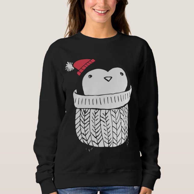 Navidades cortan pingüino bebé en suéter de cuello (Anverso)