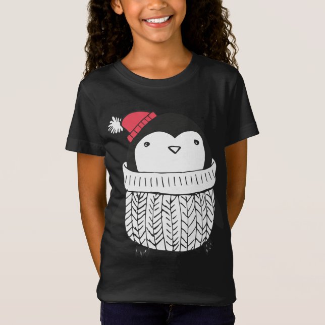 Navidades cortan pingüino bebé en suéter de cuello (Anverso)