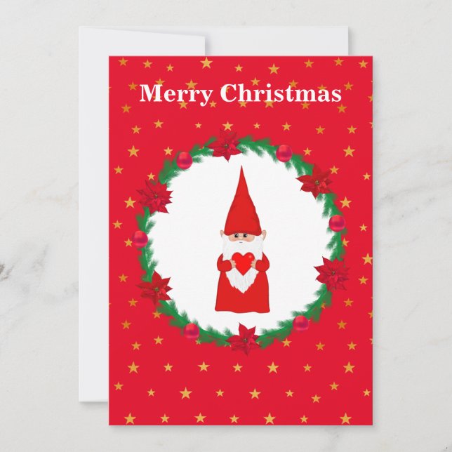 Navidades cortos gnomo, guirnalda de pino y estrel (Anverso)