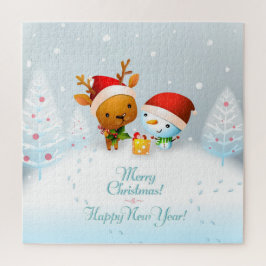 Navidades cortos reno y rompecabezas de muñeco de 