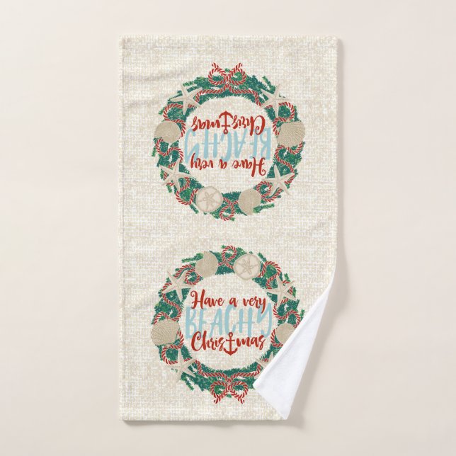 Navidades Costa Tropical Sea Shell Wreath - Rojo (Toalla de mano)