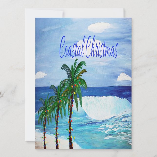 Navidades costeros saludando tarjetas de vacacione (Anverso)