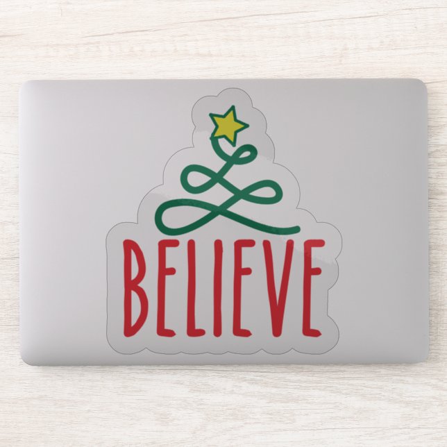 Navidades "Creer" Pegatina transparente (Ordenador)
