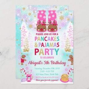 Navidades Crepes y Pajamas Invitación al cumpleaño
