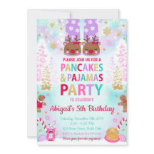 Navidades Crepes y Pajamas Invitación al cumpleaño