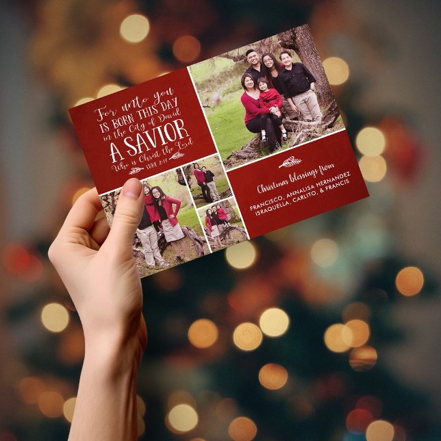 Navidades cristianos contra tipografía foto festiv (Christian Christmas Verse Typography Holiday Photo Magnetic Card)