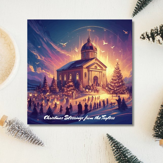 Navidades cristianos Jesús en Navidad festivo de m (Trendy Festive Xmas Tree Christian Jesus Christmas Holiday Card)