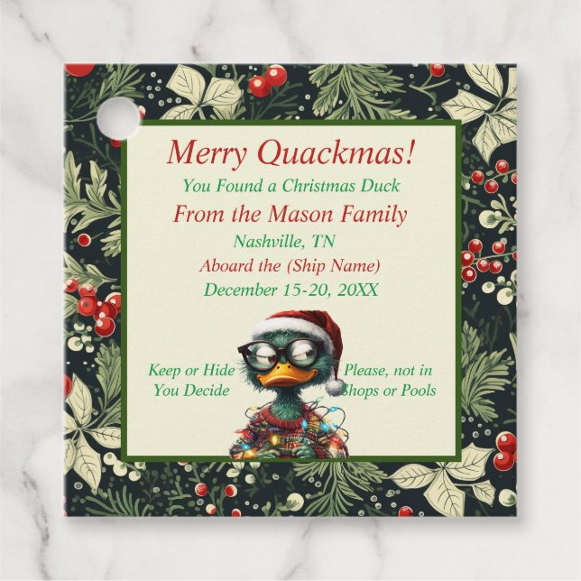 Navidades Cruzando Etiquetas De Pato (Anverso)