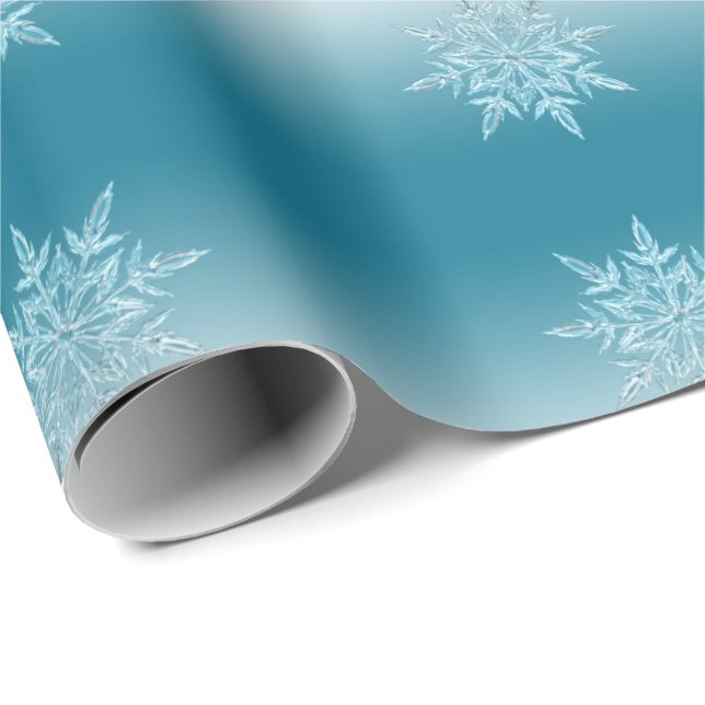Navidades Crystal Snowflakes Papel de envolvimient (Esquina del rollo)