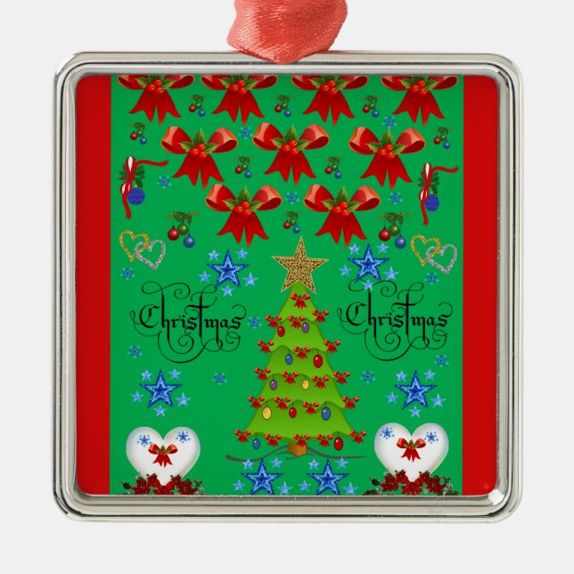 Navidades cuadrado premium ornamento verde (Frente)