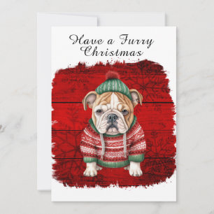 Navidades Cuidados Bulldog Rojo Snowflake