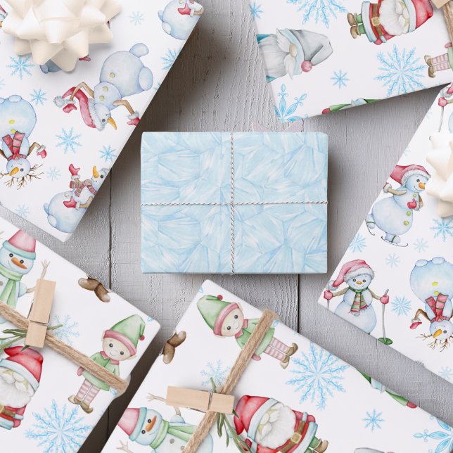Navidades Cuidados Snowmen, Elf, Envolviendo Hojas (Gnomes, Santa Claus, elf, snowman, ice wrapping paper sheets)
