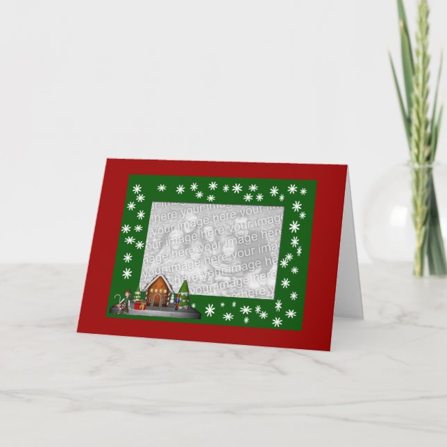 Navidades Cute Elf Scene Tarjeta fotográfica de va (Anverso)