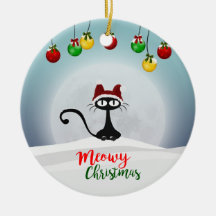 Navidades Cute Meowy Ornamento cerámico