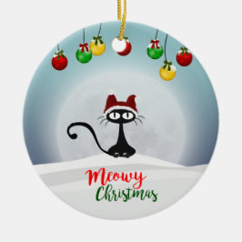 Navidades Cute Meowy Ornamento cerámico
