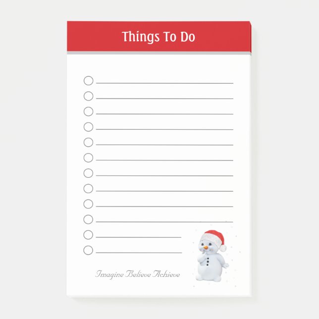 Navidades Cutos Snowman Cosas Que Hacer Notas Post (Anverso)