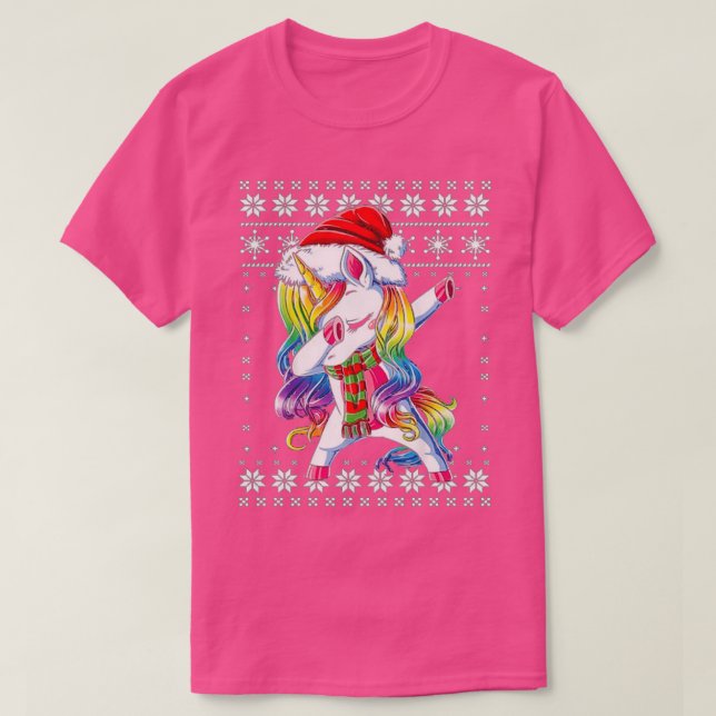 Navidades Dabbing Unicorn Santa Sweater (Diseño del anverso)