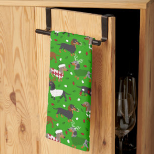Navidades Dachshund All Coats Kitchen Toalla