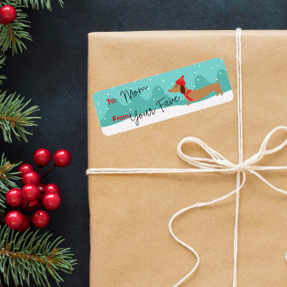Navidades Dachshund Deseos Cálidos Etiquetas Peque