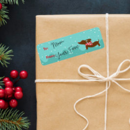 Navidades Dachshund Deseos Cálidos Etiquetas Peque