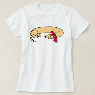 Navidades Dachshund durmiendo camiseta
