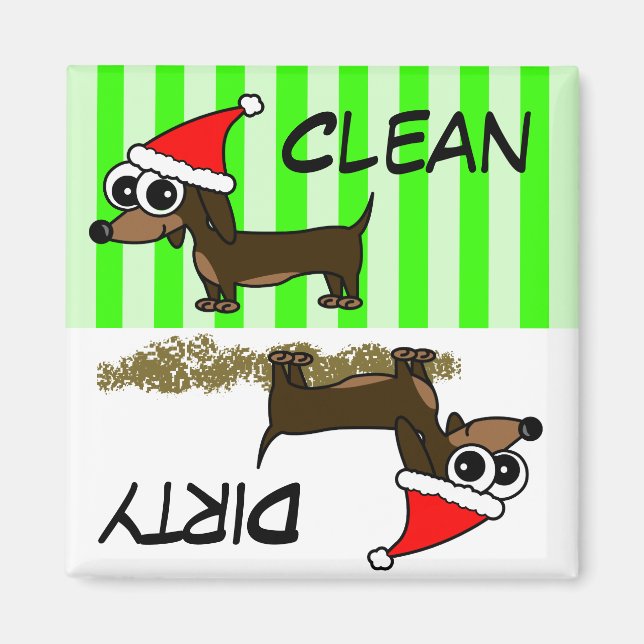 Navidades Dachshund Limpiar el imán del lavavajill (Frente)