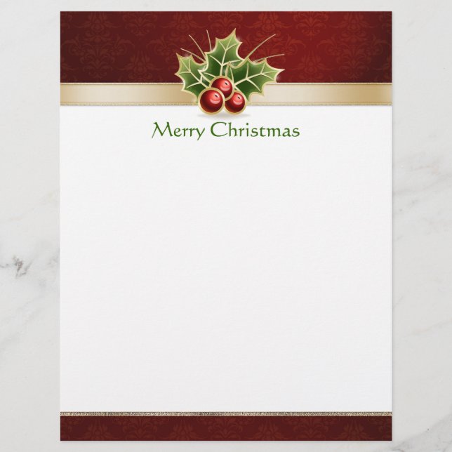 Navidades damasco rojo membrete personalizado (Anverso)