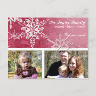 Navidades Damask Snowflake - Tarjeta rosa caliente