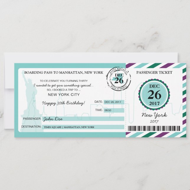 Navidades dan tarjeta de embarque a NUEVA YORK (Anverso)