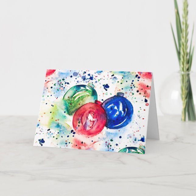 Navidades de acuarela Baubles Tarjeta de felicitac (Anverso)