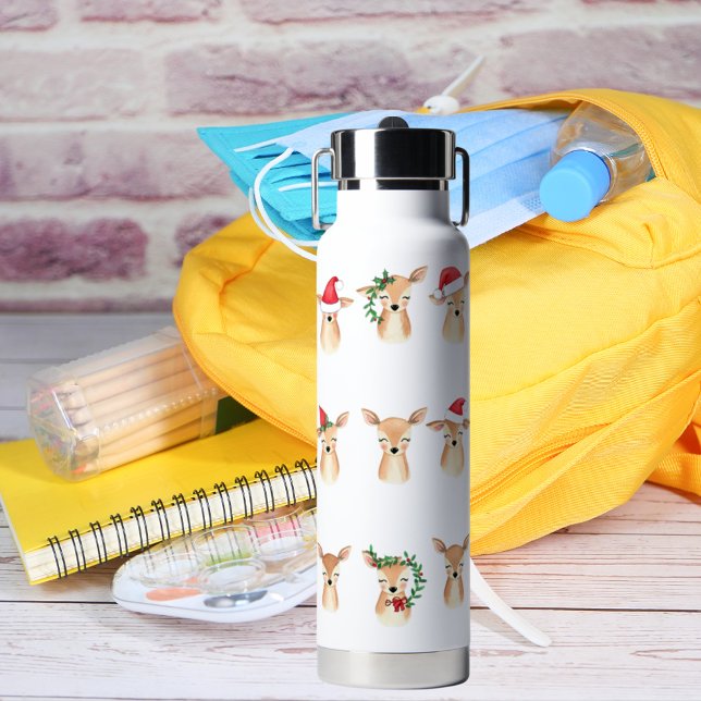 Navidades de acuarela Botella de agua de ciervo (Subido por el creador)