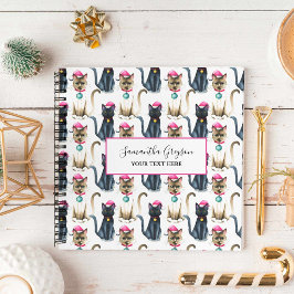 Navidades de acuarela Cats Cuaderno personalizado