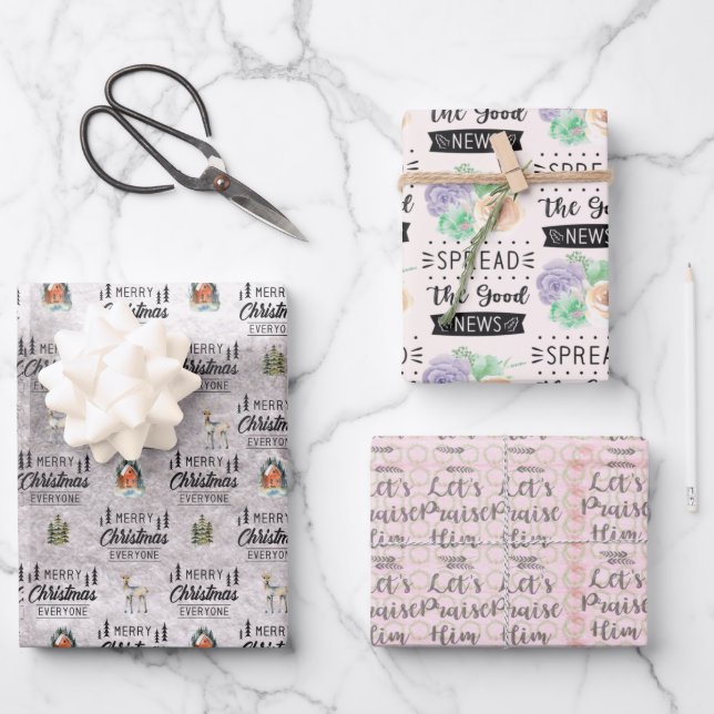 Navidades de acuarela Envoltura de papel conjunto  (Anverso)