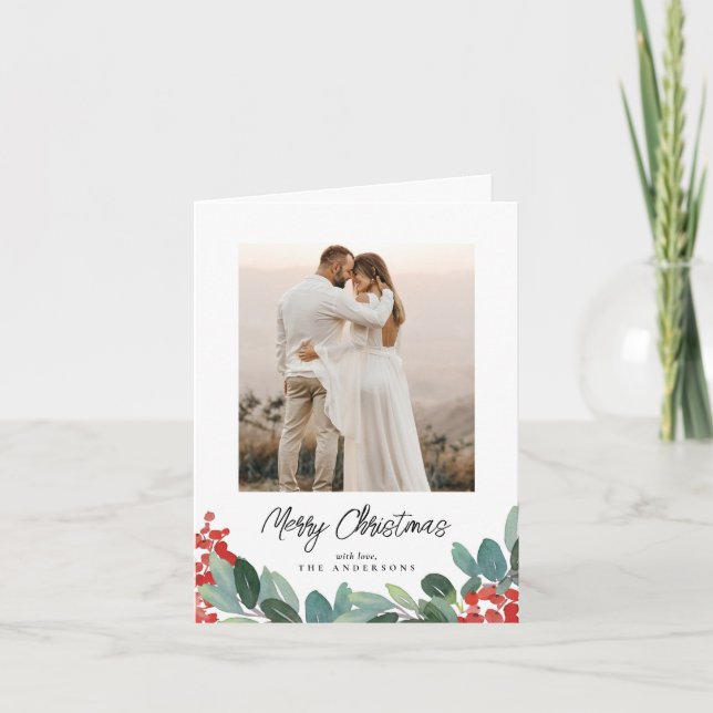 Navidades de acuarela festiva tarjeta de vacacione (Anverso)