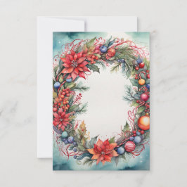 Navidades de acuarela Gracias Wreath De Tarjeta