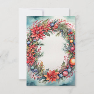 Navidades de acuarela Gracias Wreath De Tarjeta