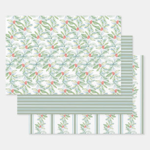 Navidades de acuarela hojas botánicas y bayas