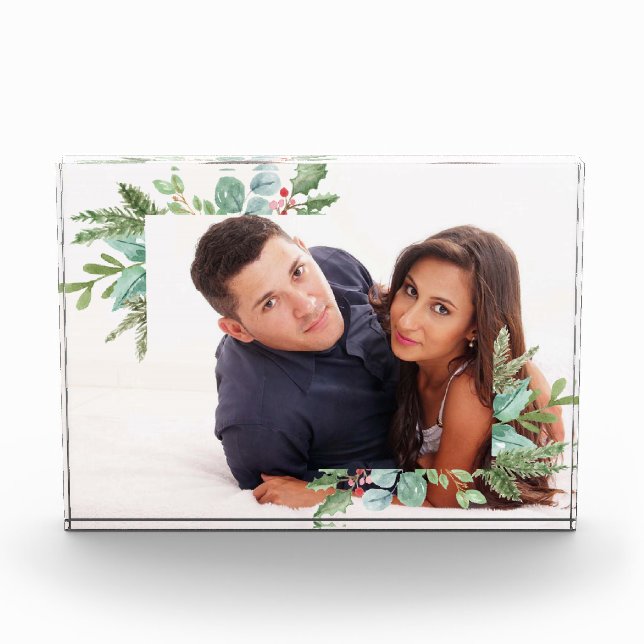 Navidades de acuarela Holly Jolly Couple foto (Anverso)