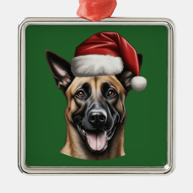 Navidades de acuarela Ornamento belga malinois (Frente)