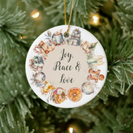 Navidades de acuarela Ornamento cerámico