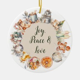 Navidades de acuarela Ornamento cerámico