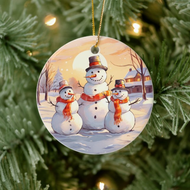 Navidades de acuarela Ornamento de Snowman (Árbol)