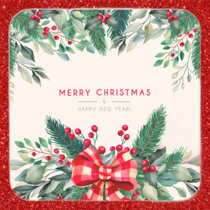 Navidades de acuarela 🌲 Pegatina de verde