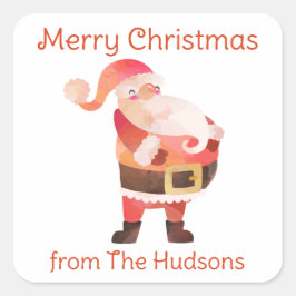 Navidades de acuarela Pegatinas de Santa Gift