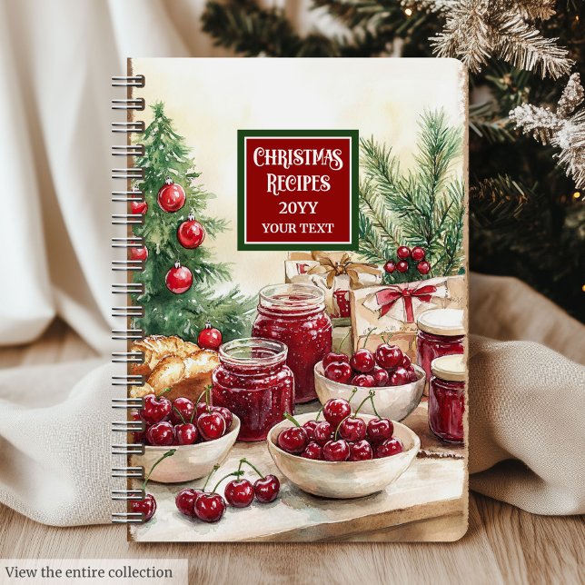 Navidades de acuarela retro - Libro de cocina con  (Retro Watercolor Christmas Cookbook With Name Notebook)