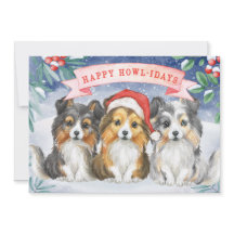 Navidades de acuarela Sheltie Tarjeta de cumpleaño