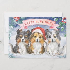 Navidades de acuarela Sheltie Tarjeta de cumpleaño