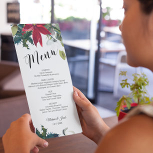 Navidades de acuarela Tarjeta de menú Boda de Poin