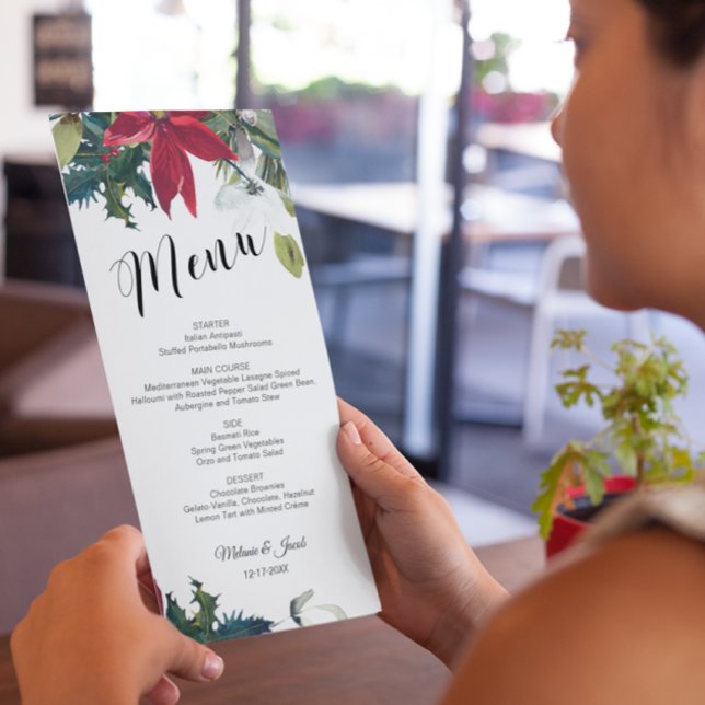 Navidades de acuarela Tarjeta de menú Boda de Poin (Subido por el creador)